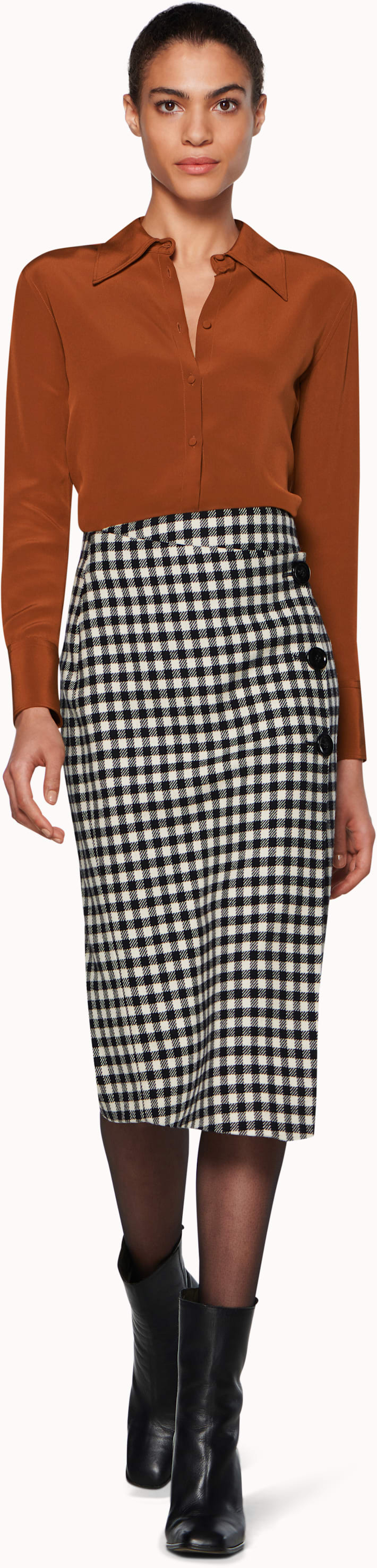 Calin Black & White Checked Skirt