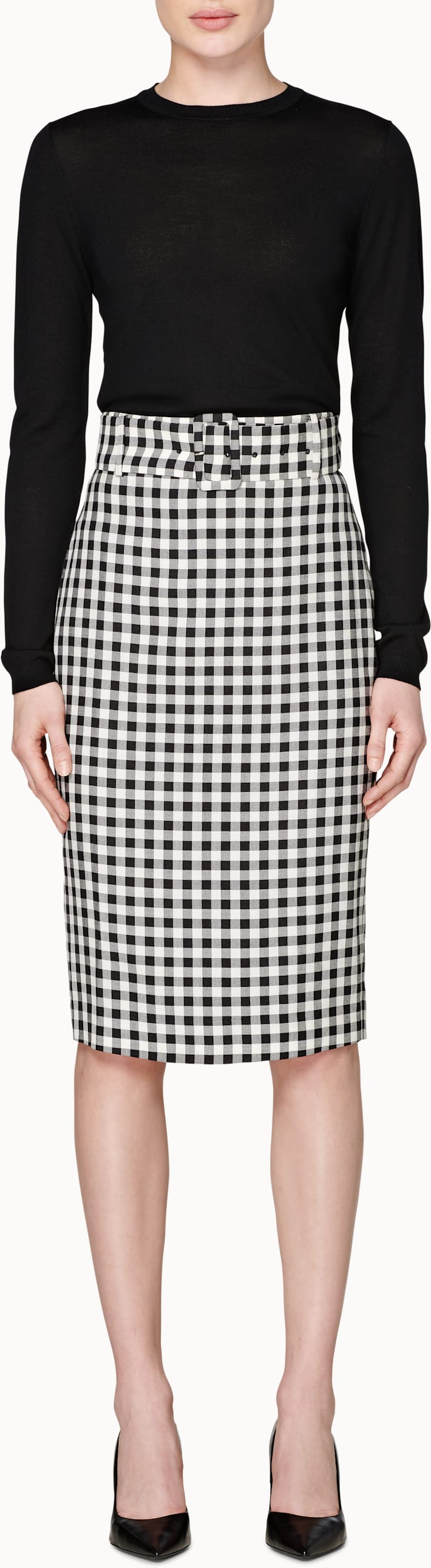 Darell Black & White Checked Skirt