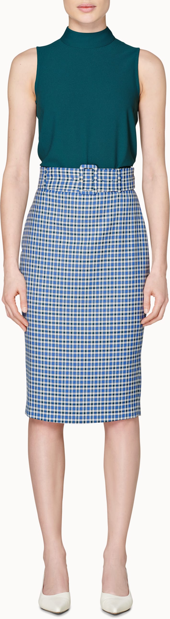 Darell Blue Checked Skirt