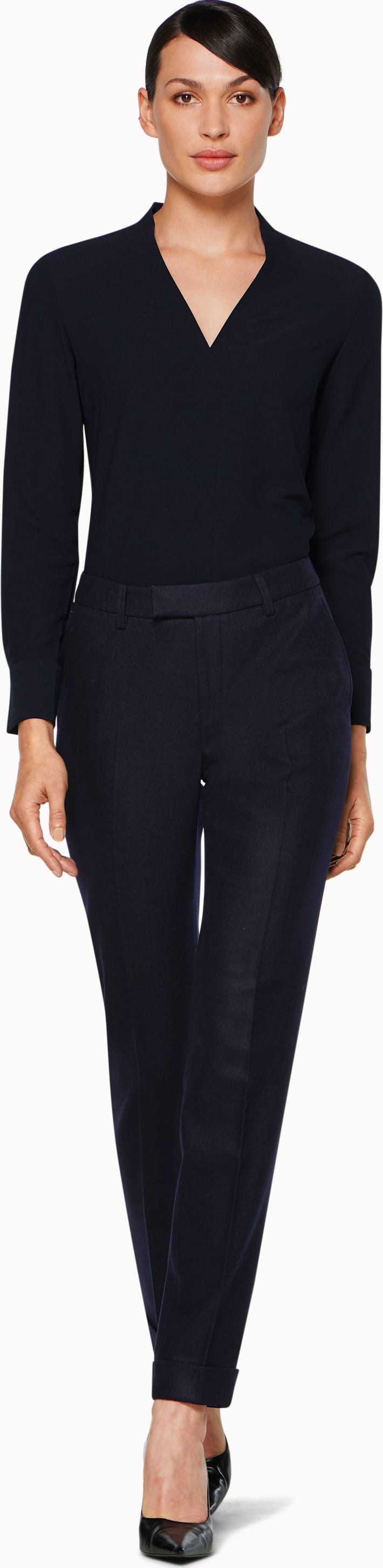 Wilder Navy V Neck Top