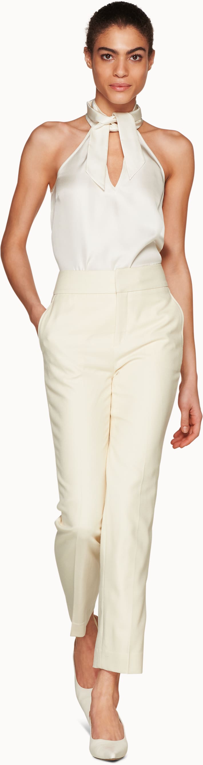 Alaska Off White Silk Necktie Top