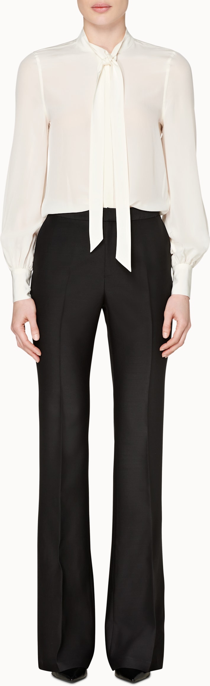 Belle Off White Silk Bow-Tie Top