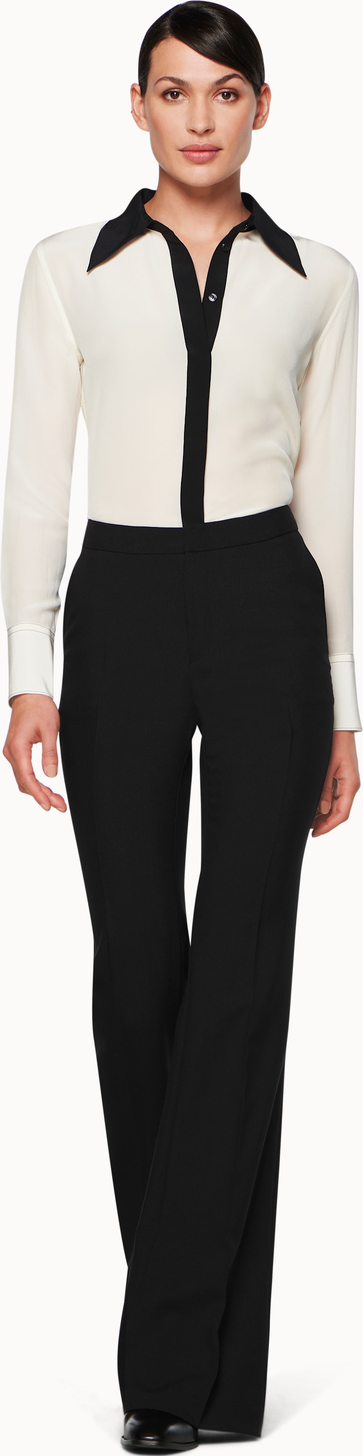 Danielle Off White & Black Silk Shirt