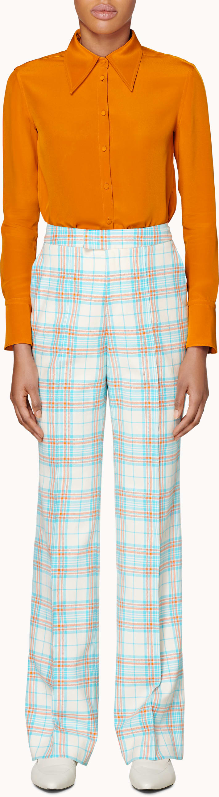 Ally Blue & Carrot Checked Trousers