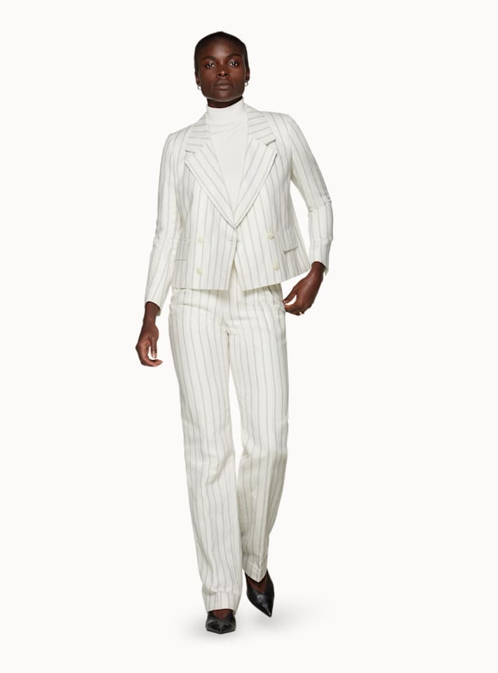 Ally Off White Striped Trousers