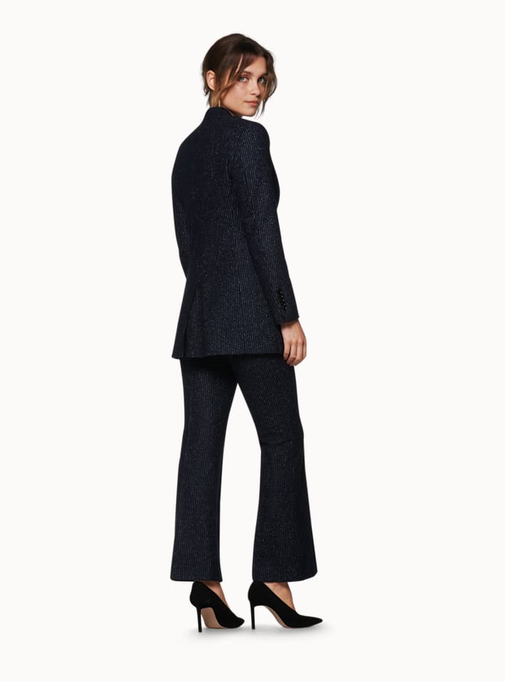 Robin Navy Striped Flared Trousers