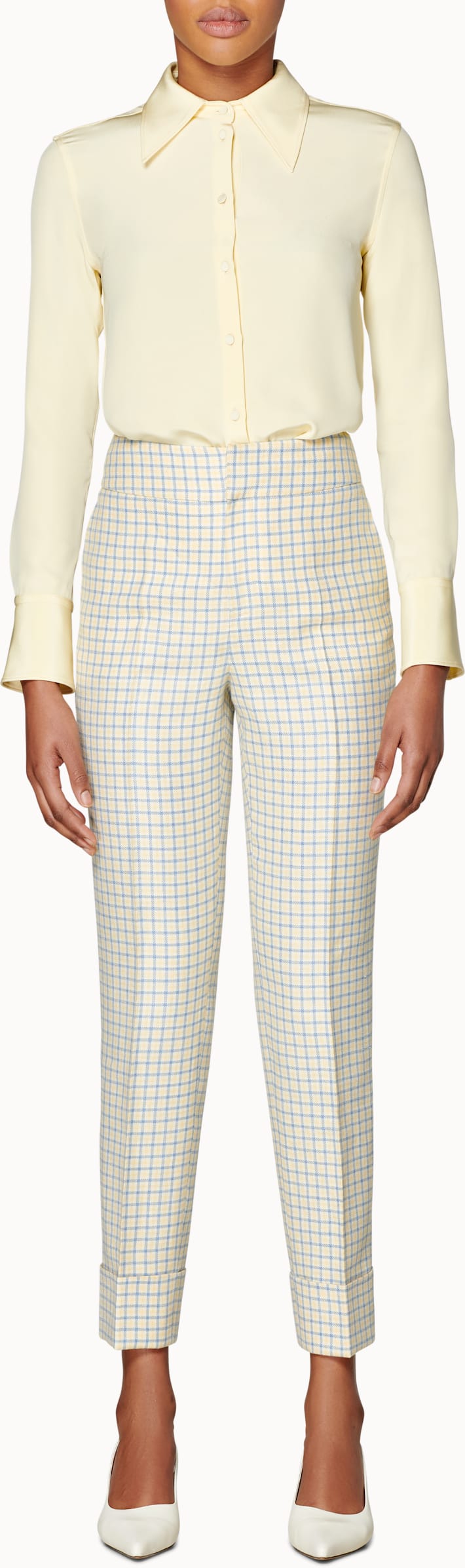 Lane Yellow & Light Blue Checked Trousers