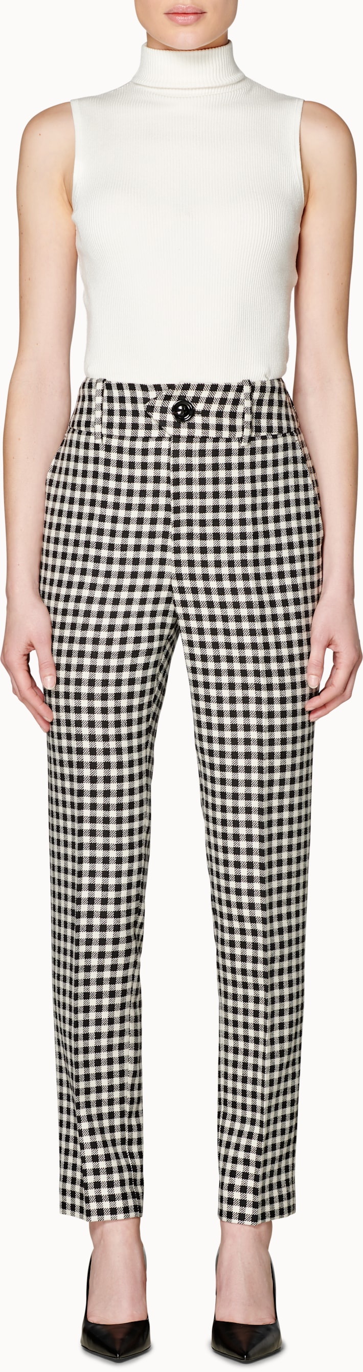 Lana Black & White Gingham Check Trousers