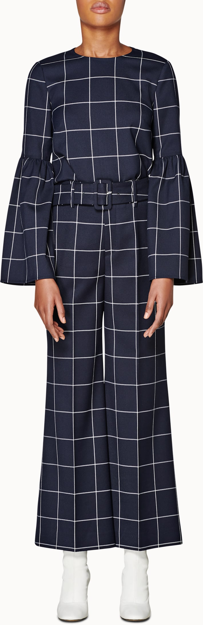 Laney Navy & White Checked Trousers