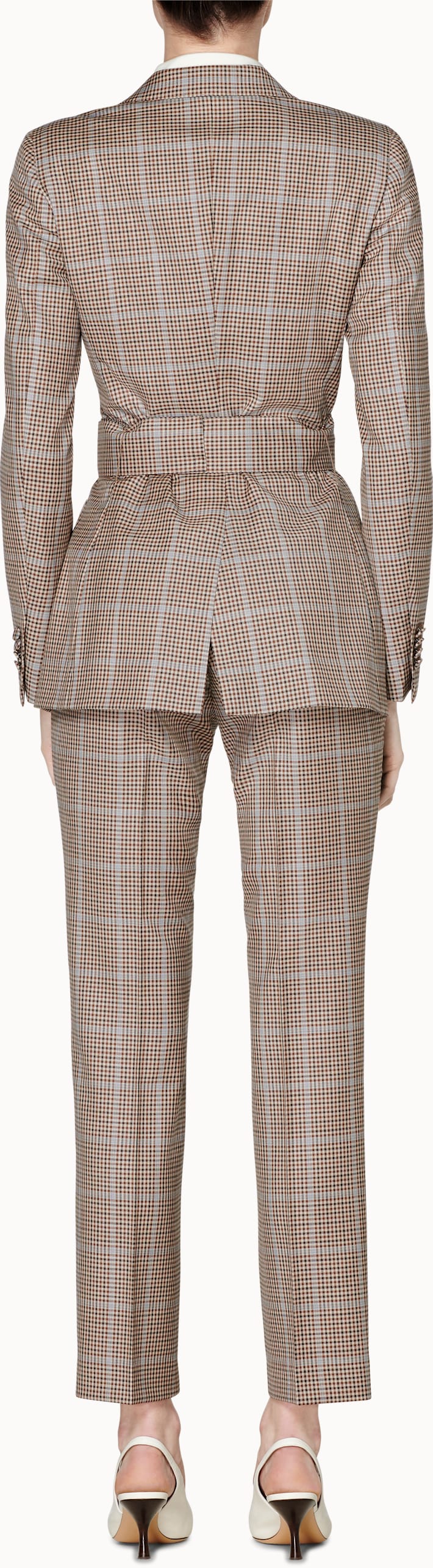 Cameron Brown Checked Belted Suit