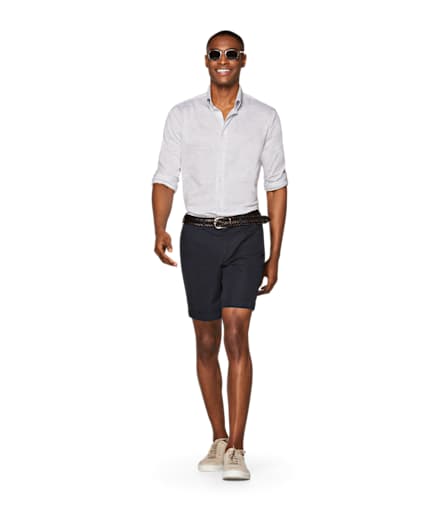 Navy Bennington Pleat Shorts