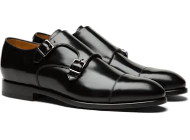 Black Double Monk Strap