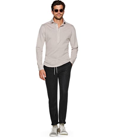 Brown Knitted Shirt Polo