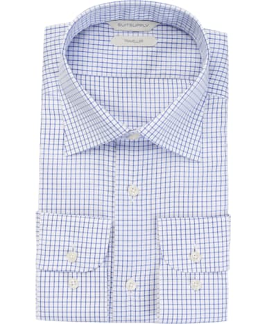 Navy Windowpane Traveller Shirt