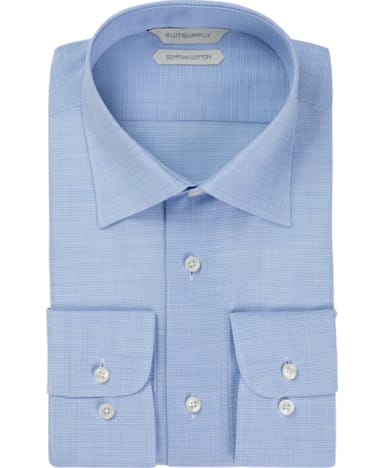 Light Blue Pied de Poule Shirt