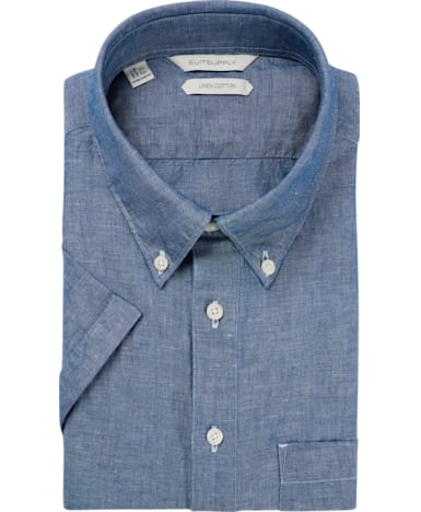 Blue Plain Short Sleeve Shirt