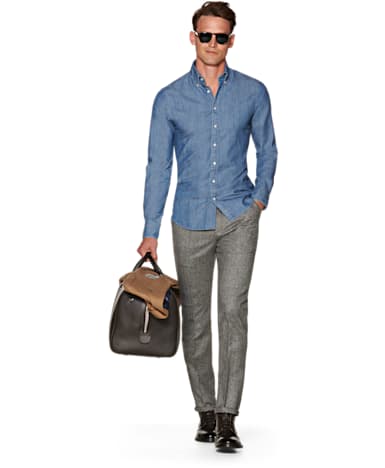Navy Plain Denim Shirt