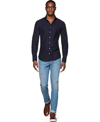 Navy Plain Flannel Shirt