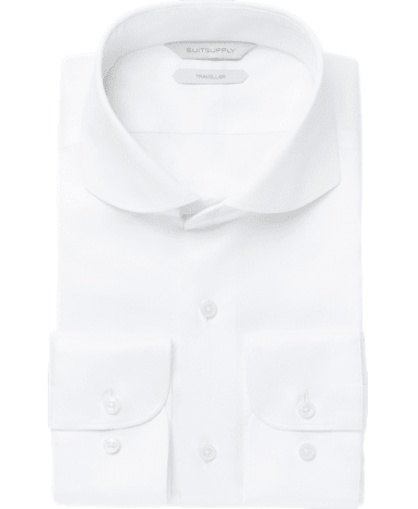 White Herringbone Traveller Shirt