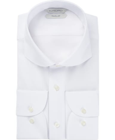 White Herringbone Traveller Shirt