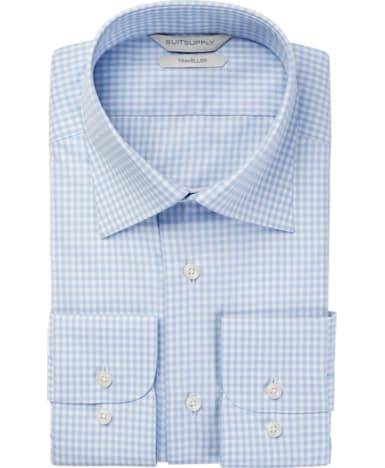 Light Blue Check Traveller Shirt