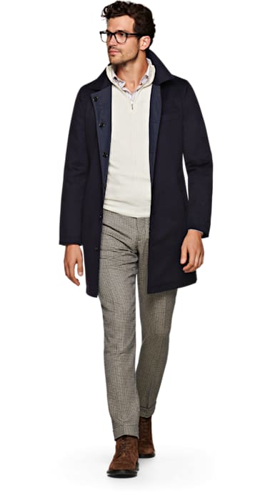 Navy Double Face Coat Jort