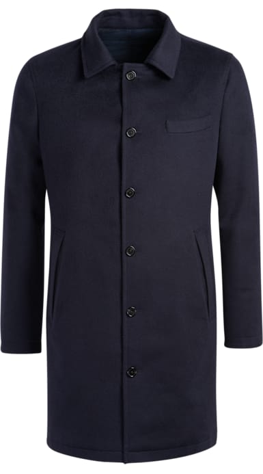 Navy Double Face Coat Jort