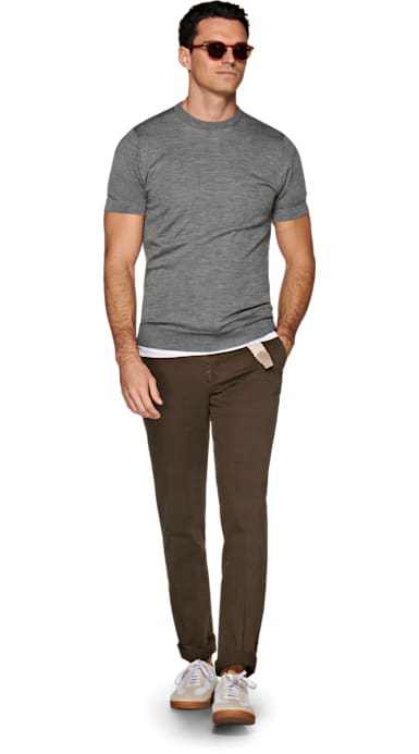 Grey Knitted T-Shirt
