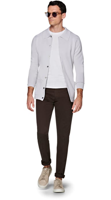 Light Grey Polo Cardigan