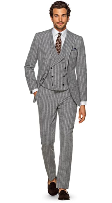 Lazio Light Grey Stripe Suit