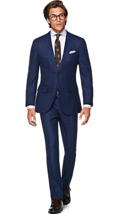 La Spalla Blue Check Suit