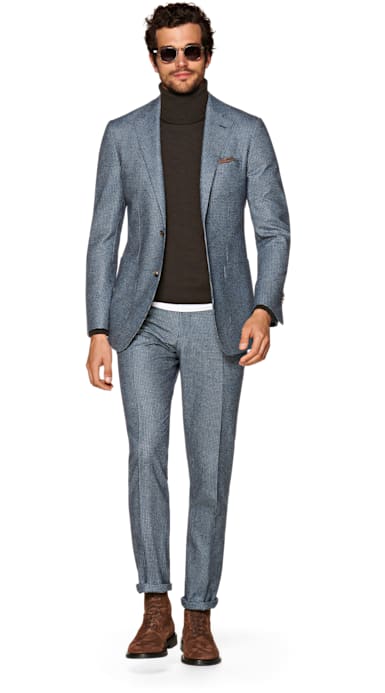 Havana Mid Blue Houndstooth Suit