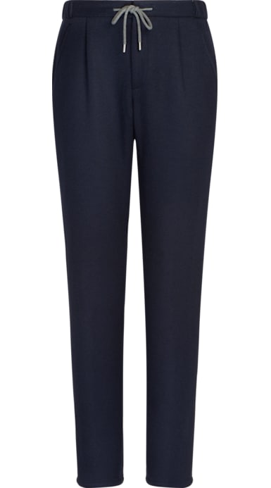 Navy Ames Pleat Trousers