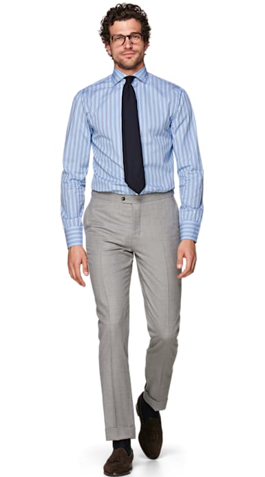Jort Light Grey Fishtail Trousers