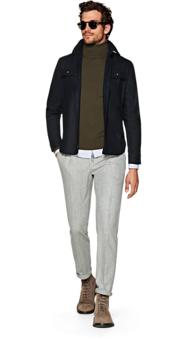 Navy Plain Overshirt