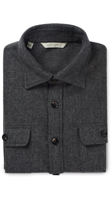 Grey Plain Overshirt