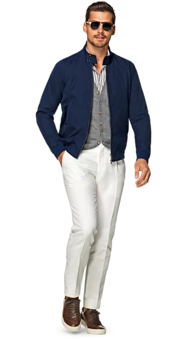 Navy Harrington Jacket Jort