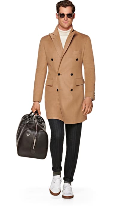 Camel Double Breasted Coat