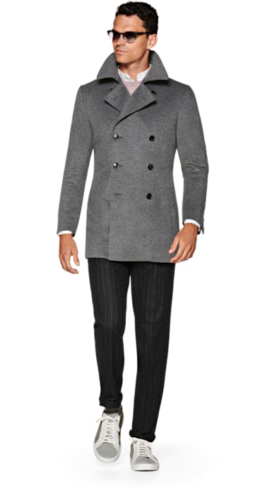 Mid Grey Double Breasted Coat