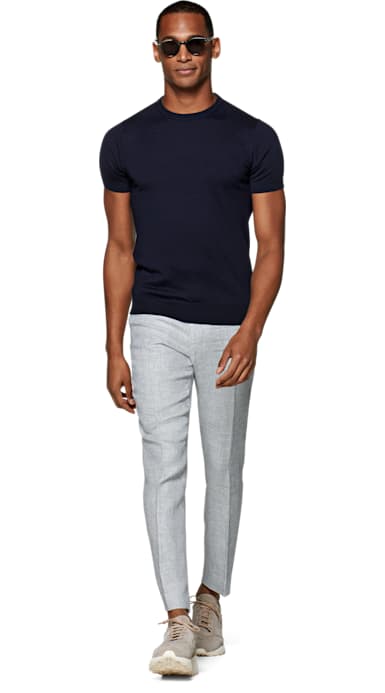 Navy Knitted T-Shirt