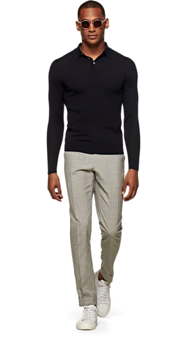 Navy Long Sleeve Polo