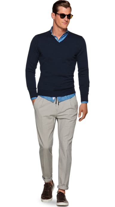 Blue V Neck