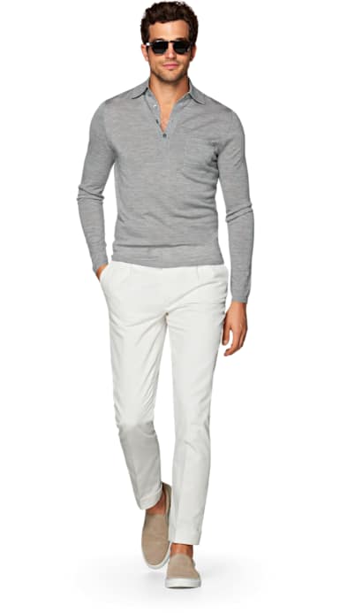 Grey Long Sleeve Polo Jort