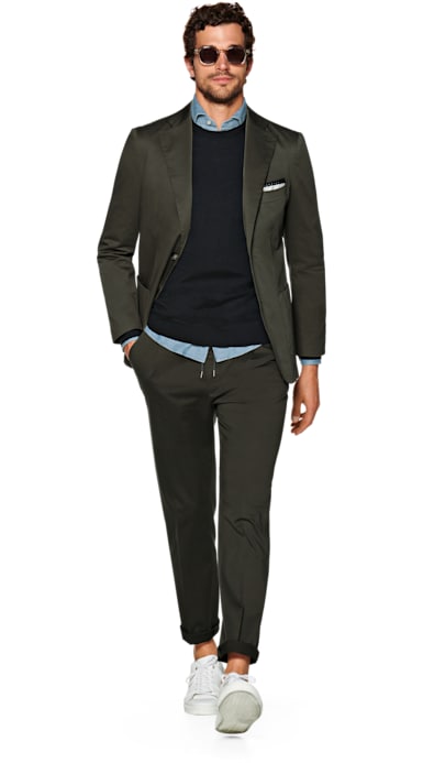 Havana Green Plain Suit