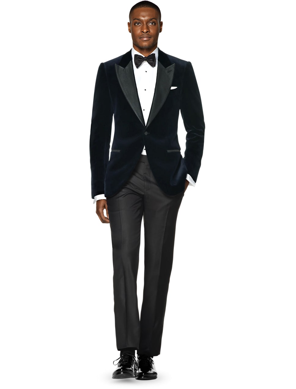 gray tux black shoes