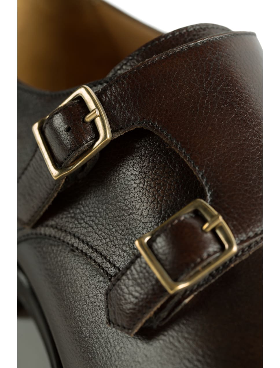 brown suede double monk strap