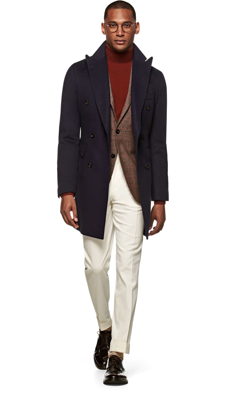 Navy Double Breasted Coat J620i | Suitsupply Online Store