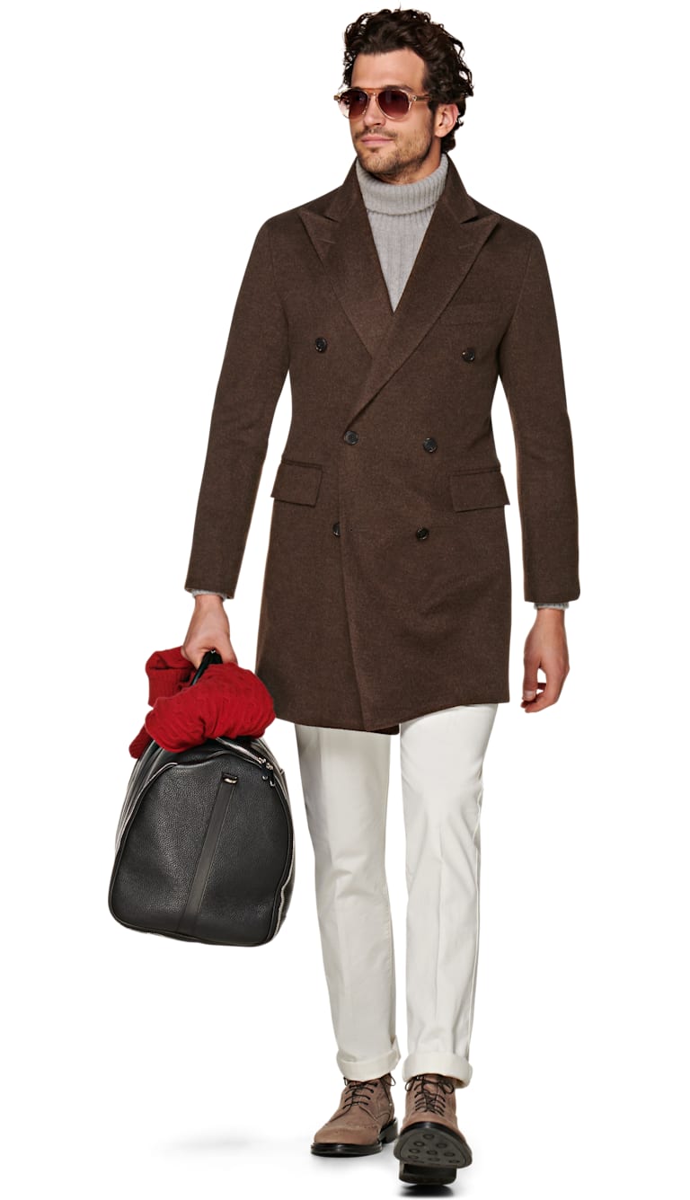 Brown Double Breasted Coat J627i | Suitsupply Online Store