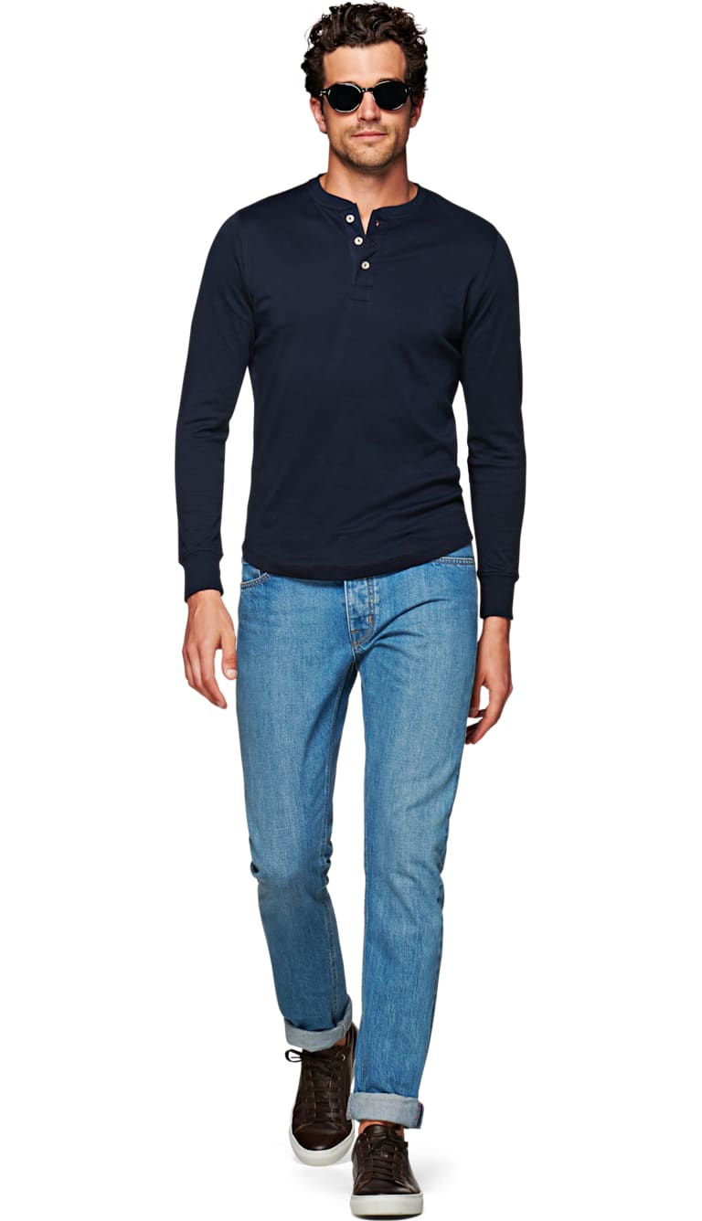 Navy Henley Tshirt Sw773 Suitsupply Online Store