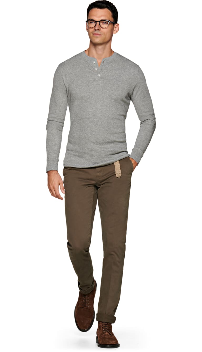 Light Grey Henley Tshirt Sw774 Suitsupply Online Store